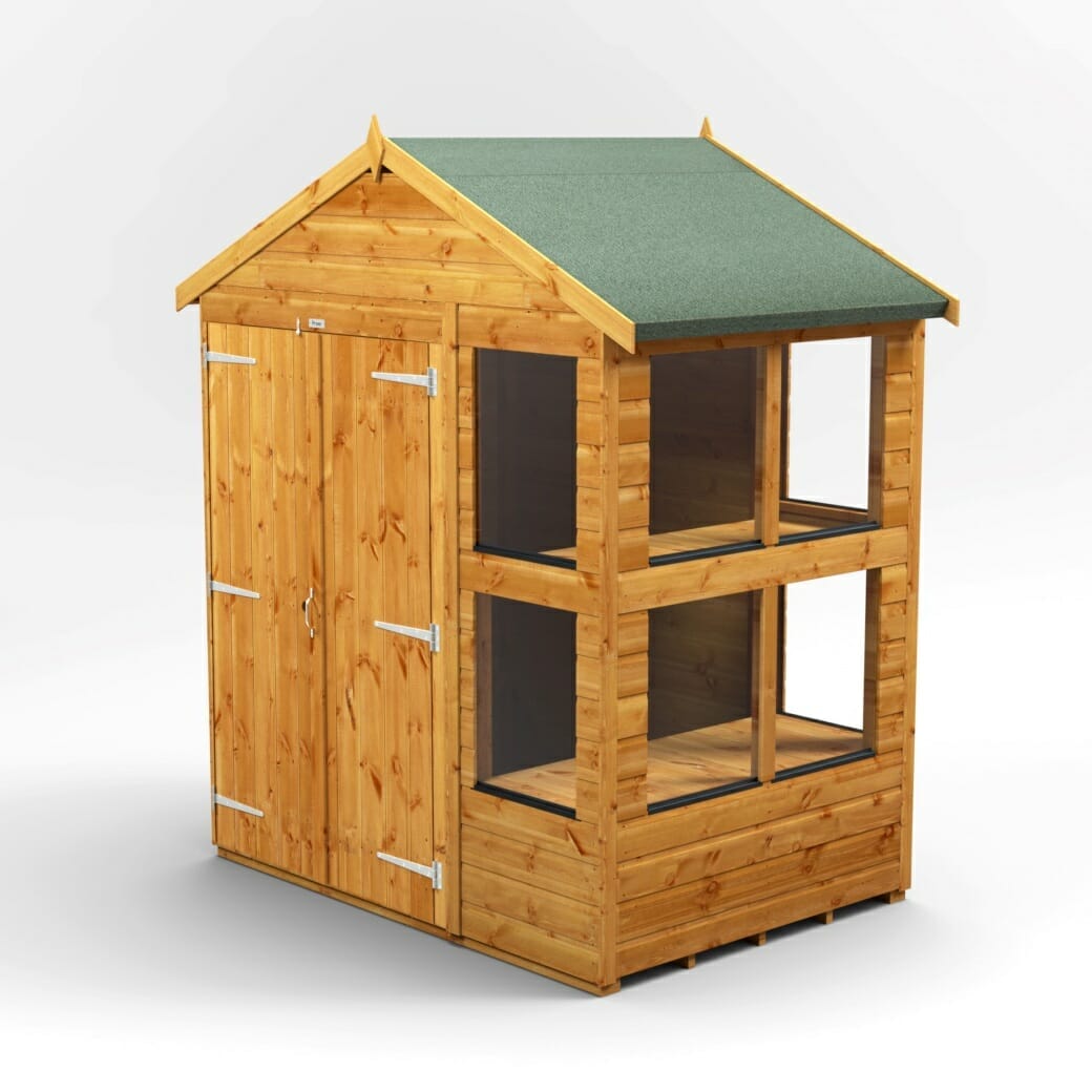 4×6 Power Apex Potting Shed Double Doors