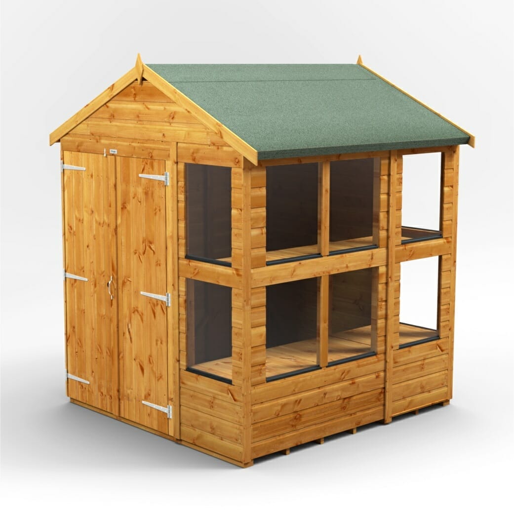 6×6 Power Apex Potting Shed Double Doors