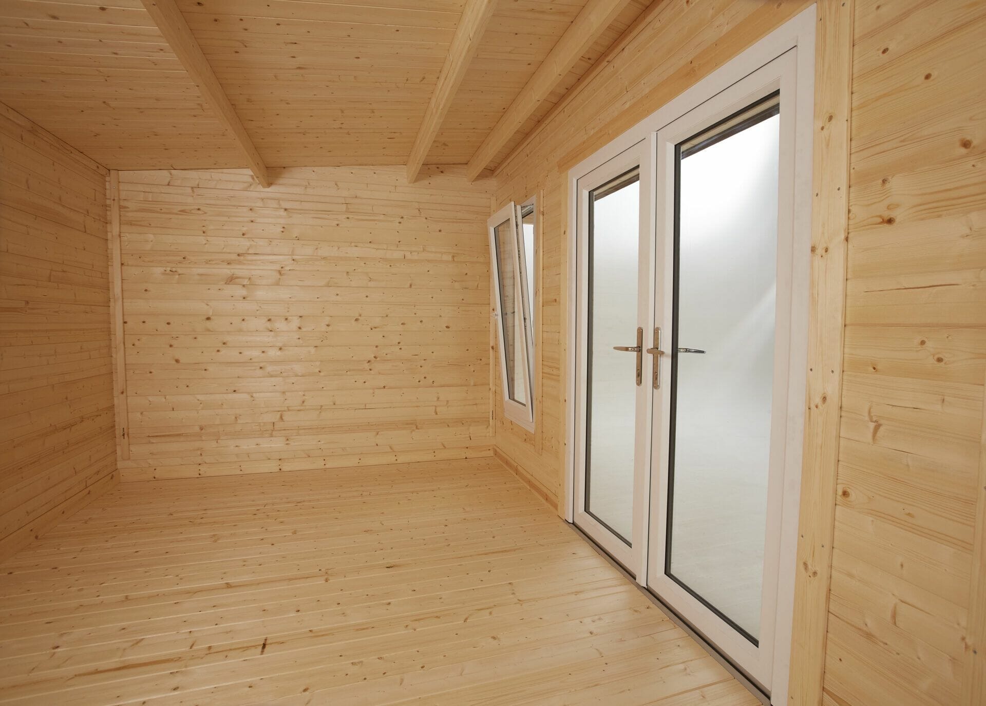 Log Cabin Interior with uPVC Windows and Doors